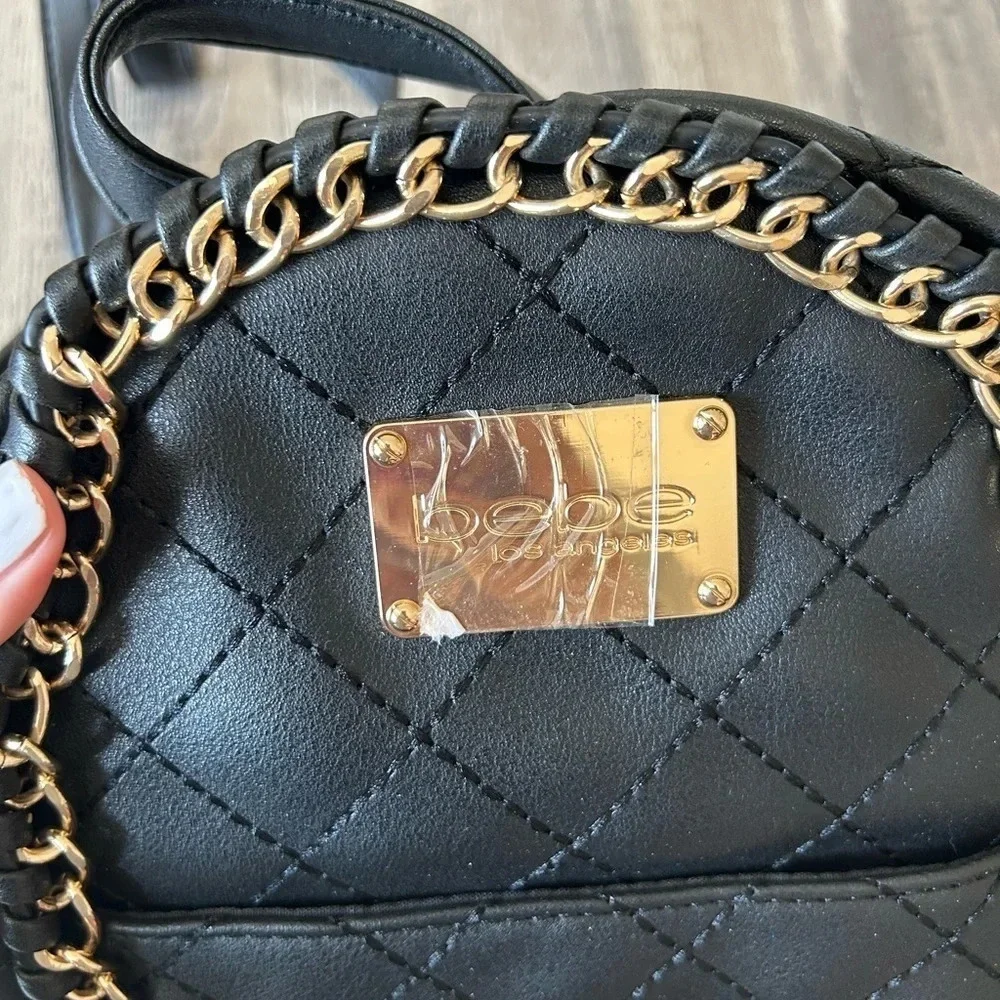 Bebe Black Vegan Leather Quilted Mini Backpack NEW​​